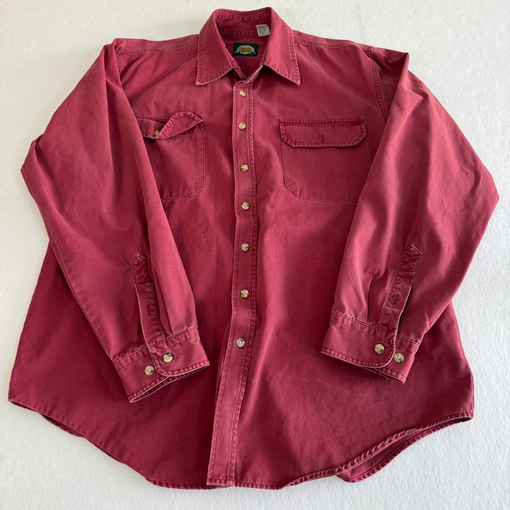 Cabela's Outdoor Gear Button Front Shirt Mens XL-Tall Burgundy